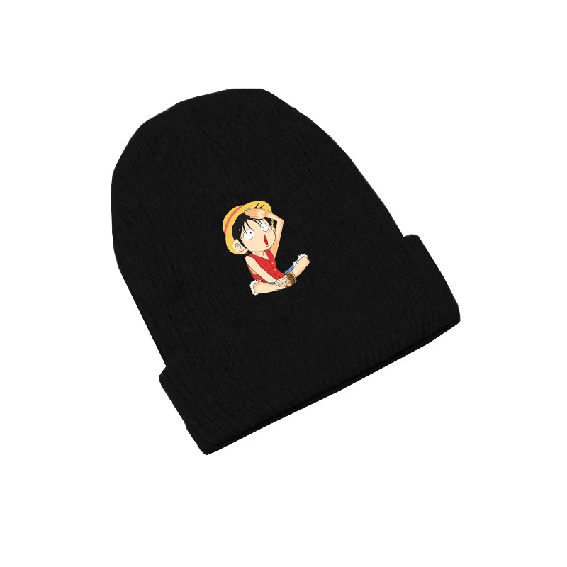 Цельная соломенная шляпа Луффи с изображением обезьяны D, шапки с аниме Skullies, вязаные шапки, зимние теплые мужские женские шапки, подарок для мальчиков девочек, эластичные