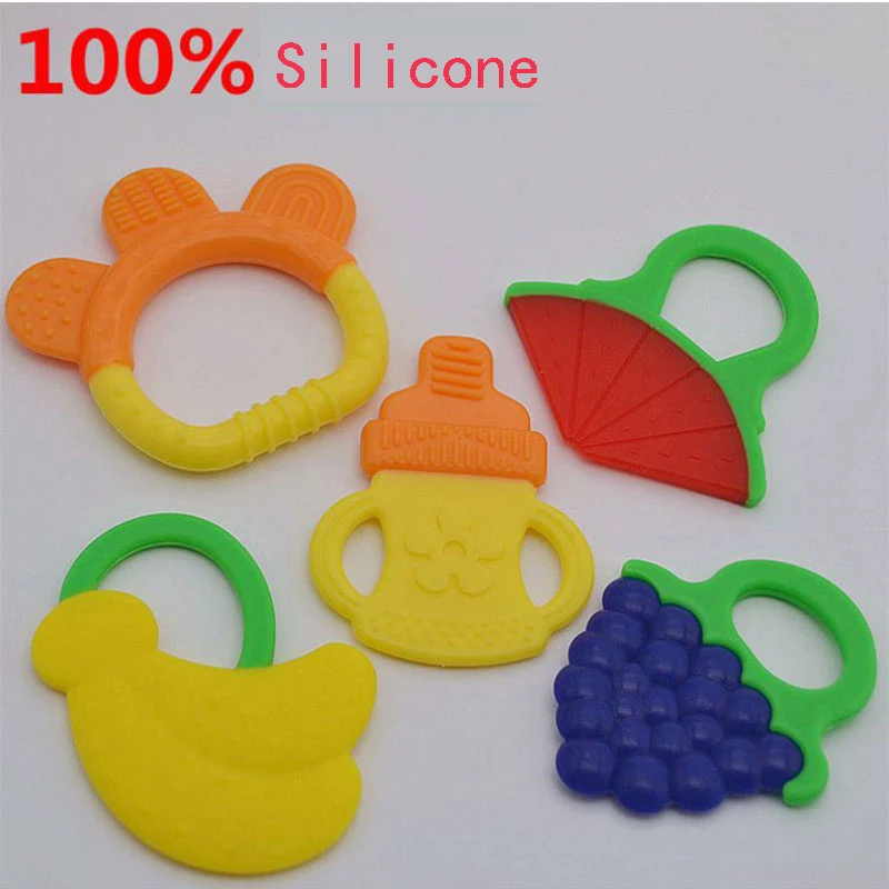 

Baby Silicone Training Fruit THEETHER Banana/Watermelon/Grape/Pacifier Shape Safety Toothpaste Chew Toy Tooth Ring Gift