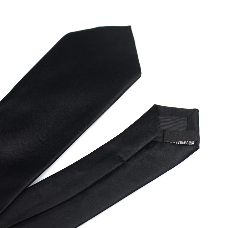 Neck Tie Bolo Tie Classic Black Silk Mens Neckties for Wedding Party Business 3 Sizes Casual Solid
