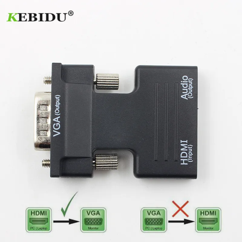 

kebidu HDMI Female to VGA Male Converter with Audio Adapter HDMI to VGA Adapter Converter Support 1080P For PC Laptop TV Monitor