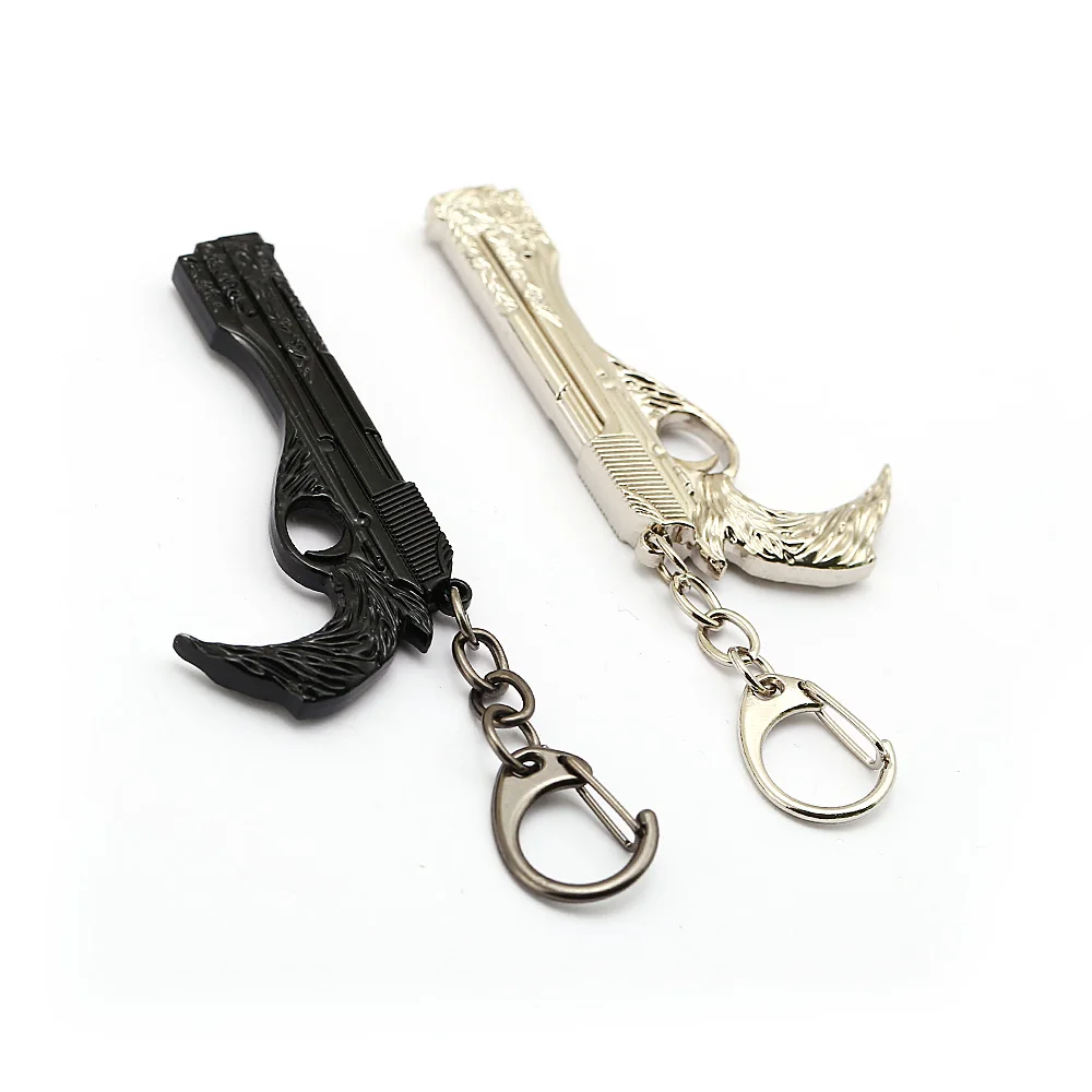 

Julies 1Sets=2pcs Game Devil May Cry 5 Keychain Black White Metal Dante Nero Sword 3D Gun Pendant Key Holder Men Chaveiro JJ131