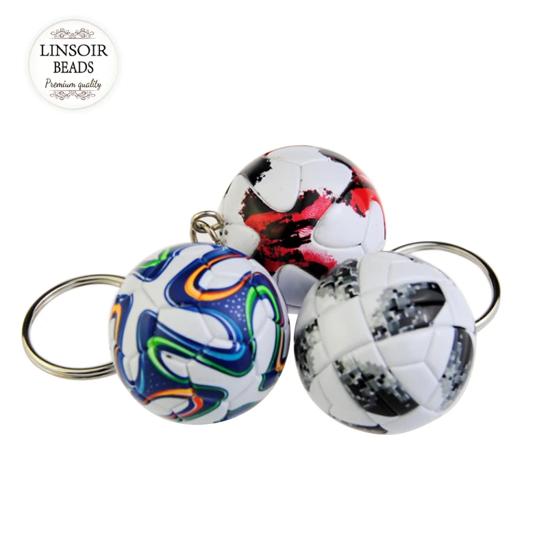 LINSOIR Sports Football Key Chains Souvenirs PU Leather Keyring For Men