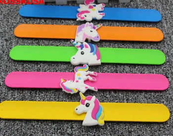 

New 24 pcs Popular unicorn Wristband Silicone Promotion Gift Filled In Color Bracelet H-08