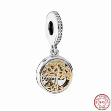Подвеска с подвеской в виде семейных корней, бусины для женщин, изготовление ювелирных изделий из 925 пробы серебра и 14-каратного золота, DIY Fit PANDORA, амулеты FL448K
