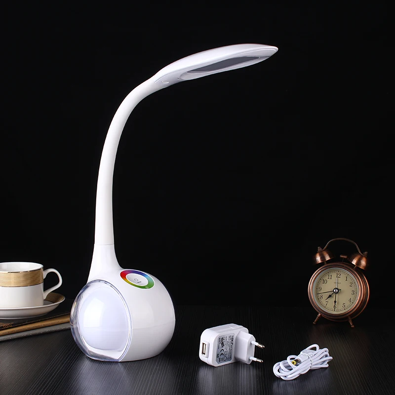 

Portable funky LED table lamp with 256 living colors 3 level dimmer eye protection touch colorful bodybase indoor application