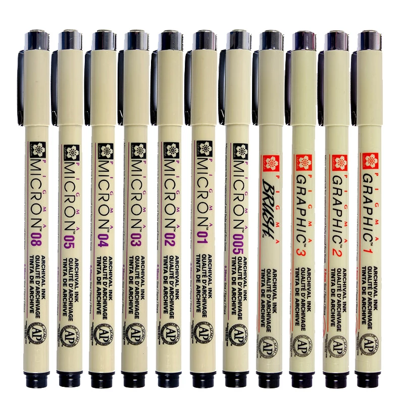

Japanese Sakura Pigma Micron Fineliner Pen Needle Tip Drawing Pen Black Brush Marker Waterproof Alcohol Ink Architecture