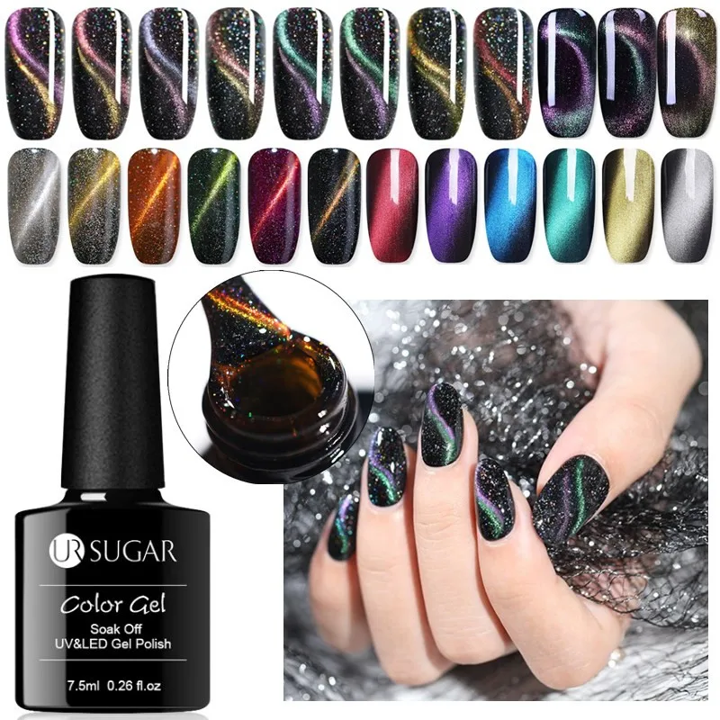 

UR SUGAR 7.5ml Chameleon Cat Eye Gel Nail Polish Soak Off UV LED 3D Magnetic Gel Varnish Laser Gradient Effect Nail Art Lacquer