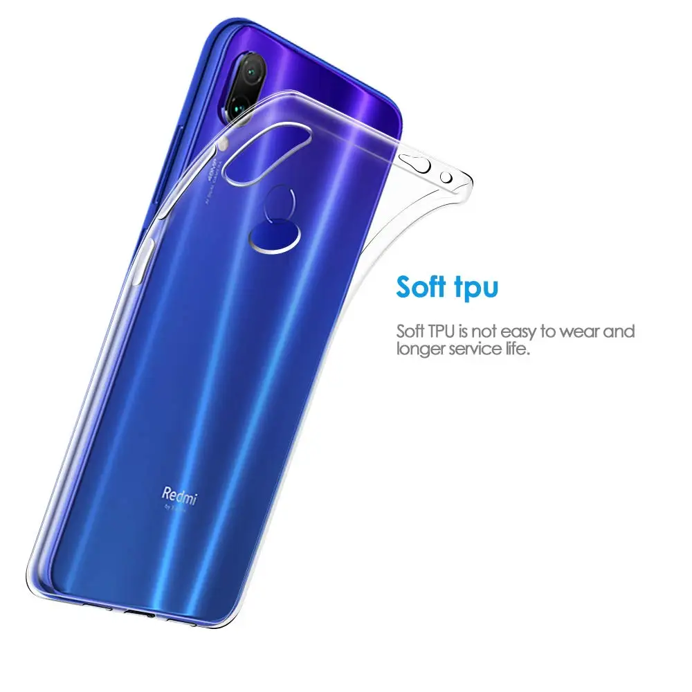 Xiaomi Redmi 7 حالة 6.26 بوصة رقيقة جدا شفاف واضح سيليكون لينة TPU حالة Xiaomi Redmi7 واقية الغطاء الخلفي