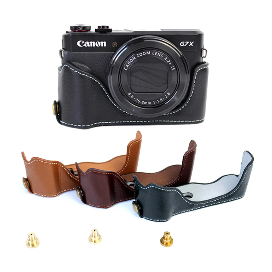 New Genuine Leather Half Set Cover Case For Canon Powershot G7X Mark 2