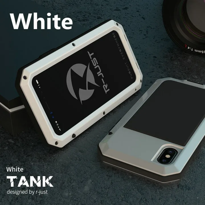 Сверхпрочная защита Doom армированный металлический алюминиевый чехол для телефона для iPhone 6S 7 8 Plus xr Xs max 4S 5SE 5C противоударный пылезащитный чехол - Цвет: Белый
