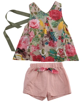 

Kids Clothes 2018 Cute Baby Girls Clothing Set Summer Sleeveless Flower Vest Top + Hot Pant 2pcs Outfit Little Princess Outfit