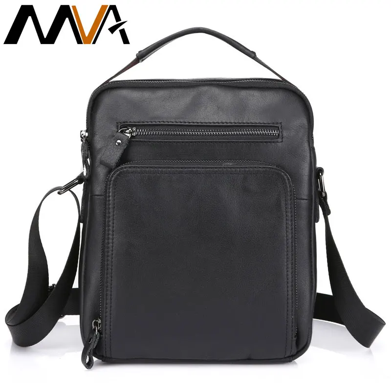 MVA Messenger Bags Genuine Leather Shoulder Bags Crossbody Bag Men Leather Men's Bag Black iPad Flap Small Shoulder Handbags