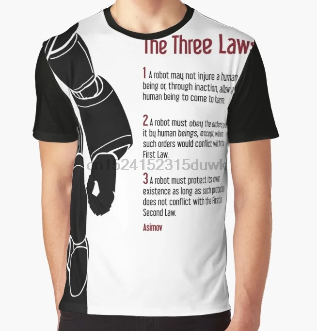 

All Over Print T-Shirt Men Funy tshirt Isaac Asimov I Robot The Laws of Robotics Graphic Tops Tee women t shirt