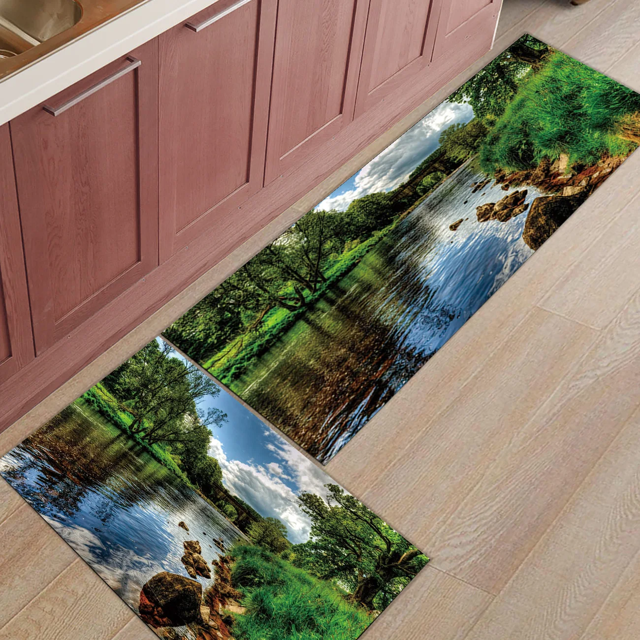 

2pcs/set Worldwide Local Landscape Doormat Entrance Front Door Rug Bathroom Kitchen Living Room Carpet Anti-Slip Floor Mats