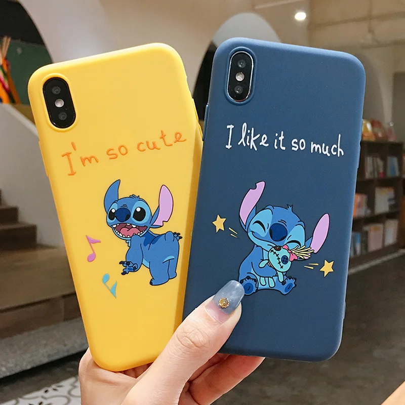 

Silicone Case For iPhone 8 8plus 7 7 Plus Phone Cases Stitch For iphone 6 s 6s Plus X XR XS Max Cases Cover Coque Fundas Shell
