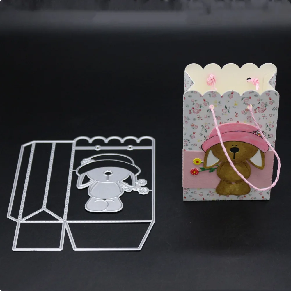 

Ufurty Bear Handbag Metal Cutting Dies Stencils For DIY Scrapbooking Die Cuts Paper Cards Craft Knurling Dies