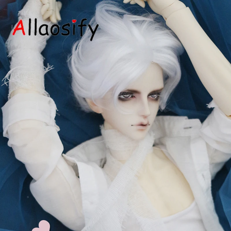 Allaosify bjd парик 1/3 высокотемпературный парик для мальчика короткие волосы кукольные парики с имитацией мохера воздушные челки назад BJD волосы