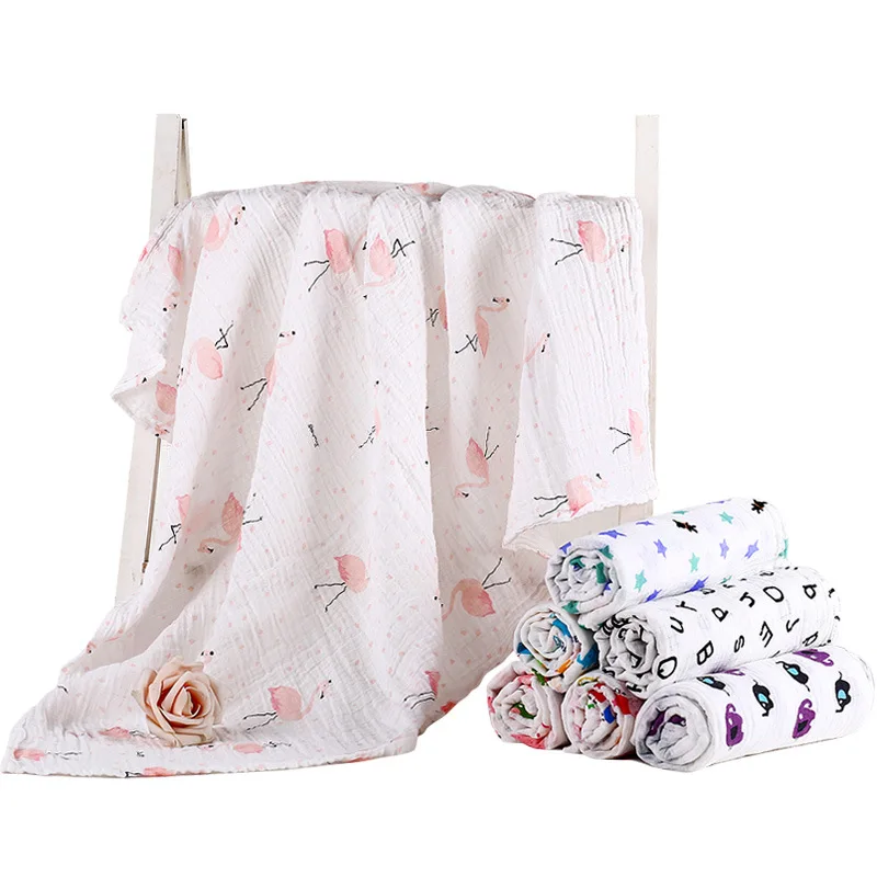 1Pc Muslin 100 Cotton Baby Swaddles Soft Newborn Blankets Bath Gauze Infant Wrap sleepsack