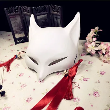 

Fashionable Masquerade Japanese-style Fox COS Mask Cosplay Halloween Anime DIY Colorful PVC Plastic Half Face Mask