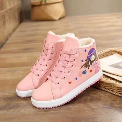 

winter Plus velvet Zhongbang Graffiti sports shoes fashion Keep warm student sports shoes