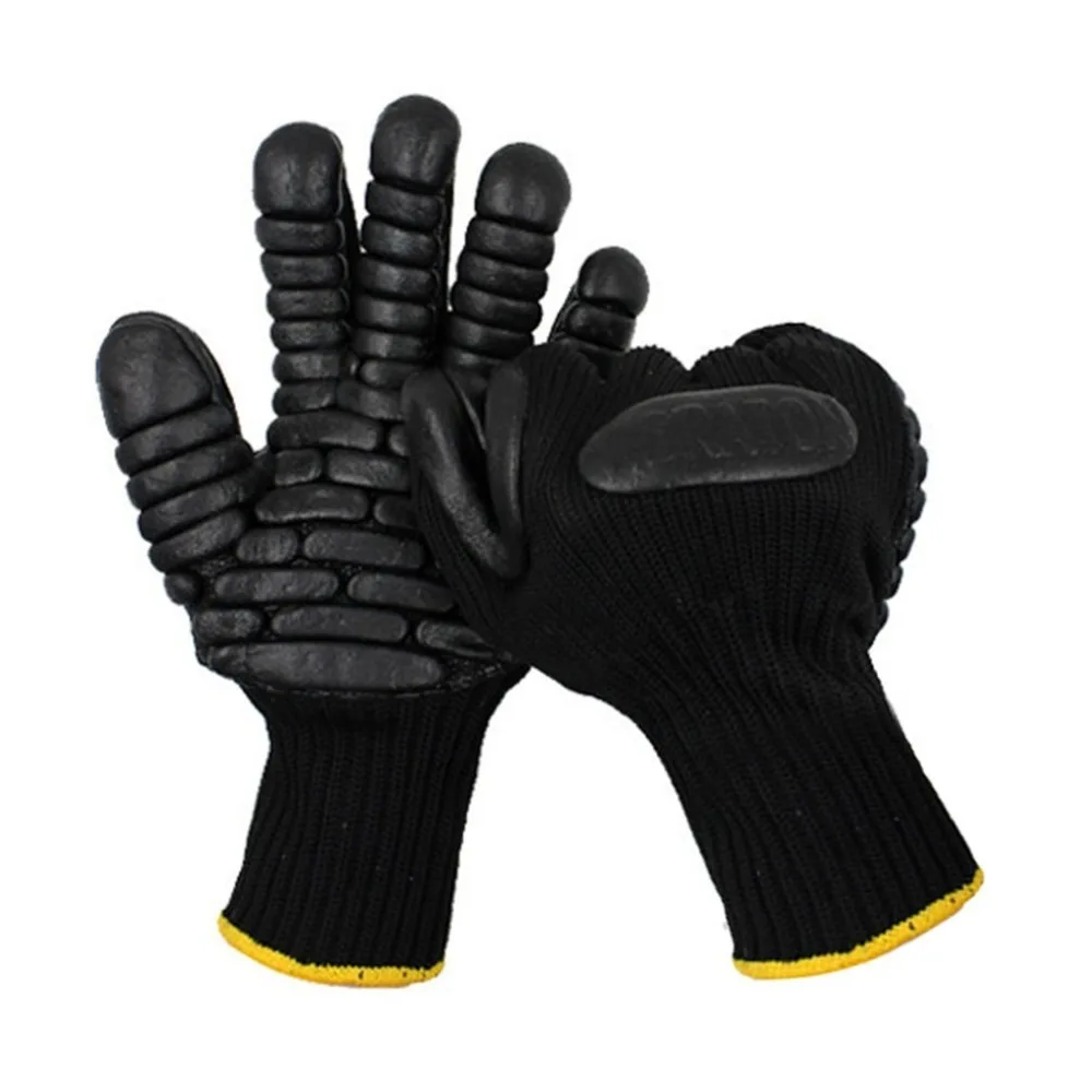 

1 Pair Gardening Black Gloves Safety Protective Labor Working Gloves Electric Drill Shockproof Wear Resistant Industrial Gloves