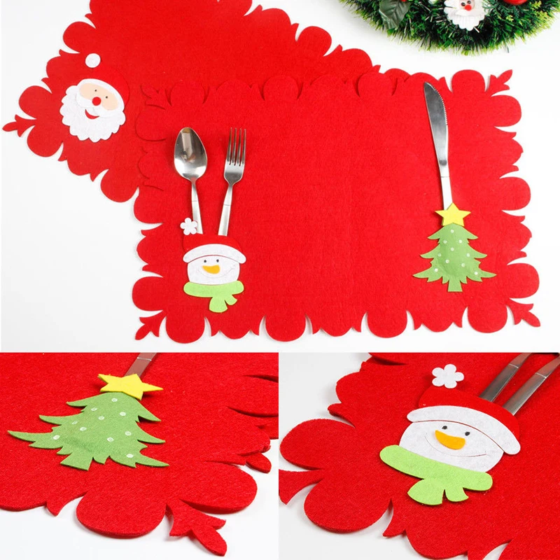 2018 New Christmas New Year Exquisite Table Placemat Pad Non-woven Fabric Table Mat 3 Styles