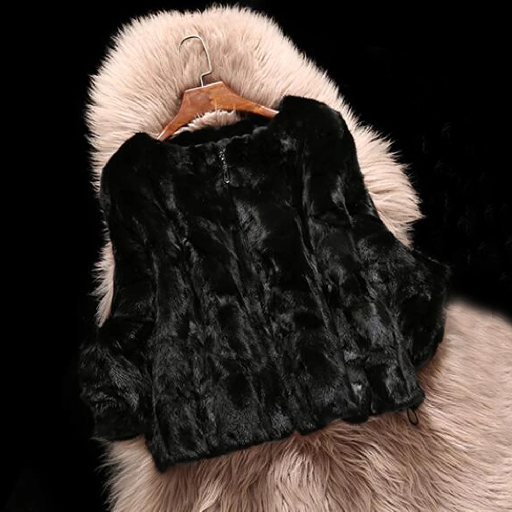 2019 Top Fashion Brand 100% Pure Genuine Mink Fur Coat has zipper and warm Real Mink Fur Jacket Free Size tsr349