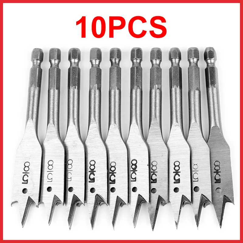 

10pcs 5/8 Inch High Carbon Steel Flat Drill Bit 100mm Length Flat Drill Set for Wood Timber Drilling Hand Drill Tool Accessories