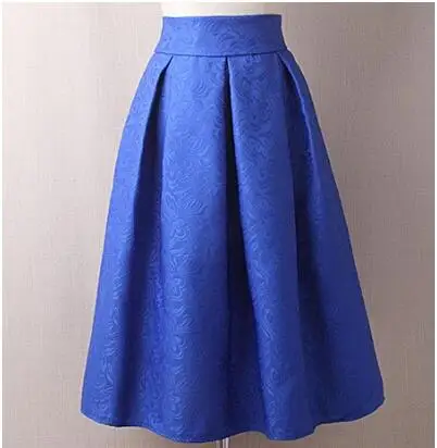 Bachash, новинка, летняя стильная винтажная юбка, высокая талия, рабочая одежда, Юбки миди, женская мода, красный, черный, Jupe Femme Saias - Цвет: Синий