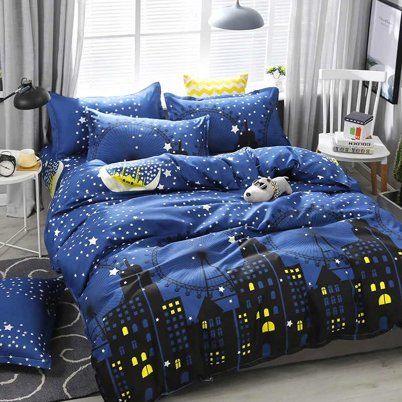 

3/4pcs/set City Night View Printing Textile Bedding Set Include Duvet Cover &Sheets&Pillowcases Cover Comfortable Home Bed Set