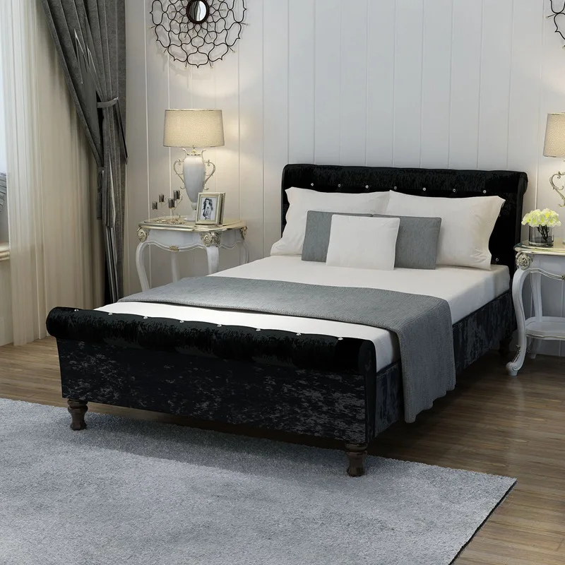 Crushed Velvet Bed Fabric Upholstered Chesterfield Sleigh Frame Crushed Velvet Bed Fabric Upholstered Chesterfield Sleigh Frame Crystal Diamond Double 4ft6 5ft Dropshipping In Beds From Furniture On Aliexpress