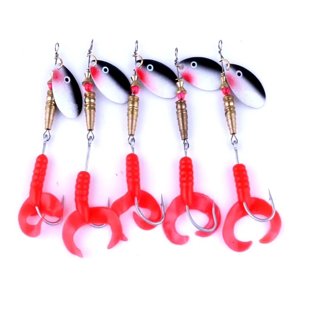 

1pcs 10cm 7g Spinner Lure Spoon Fishing Lures Artificial Baits Metal Rotate sequins Hard Baits with soft lure