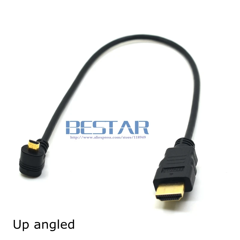  Angolo Gomito Micro HDMI (tipo D) a HDMI (tipo A) cavo 30 cm 1ft Placcato Oro 3D 4 K 1080 p MicroHD