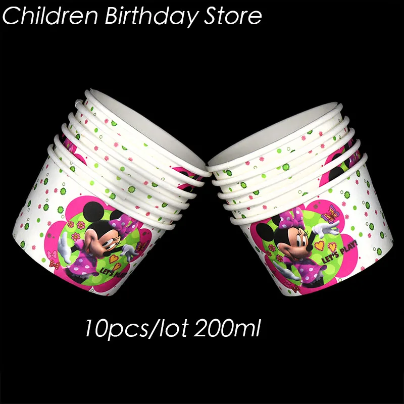 

10pcs/lot Minnie Mouse theme disposable cups ice cream cups Minnie Mouse birthday party decorations Minnie Mouse cake cups