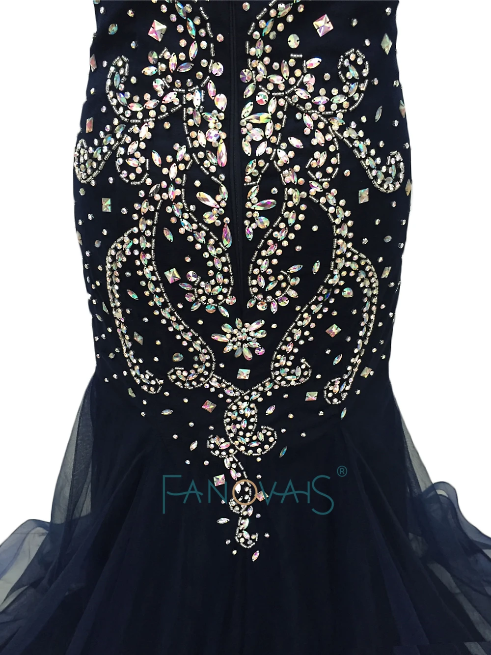 Real Photo Luxury Mermaid Evening Dresses Long Dark Navy Prom Dresses 2019 Heavy Beaded Crystal Party Gown Robe de Soiree MD12