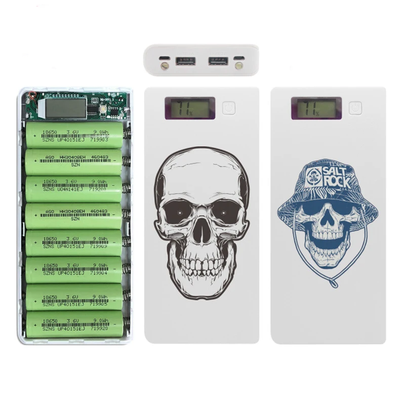 

Colored Drawing 8*18650 battery Dual USB Power Bank Case Charging Box 18650 Battery Charger Mobile Phone Charger DIY Shell