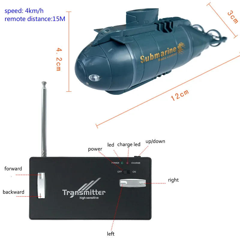 Fei Lun обновление мини RC Подводная лодка Скорость лодка дистанционное управление Рыбалка Pigboat моделирование модель USB подарок игрушка малыш Турист Круизный корабль - Цвет: submarine blue