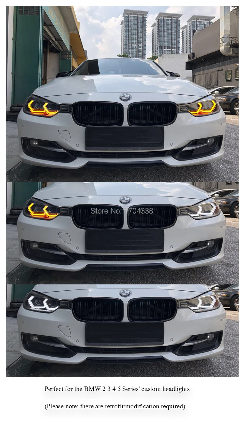 4x 540 SMD Amer White Concept M4 Iconic Style LED Angel Eye комплект для BMW F30 F32 335I F82 F80 M3 фара