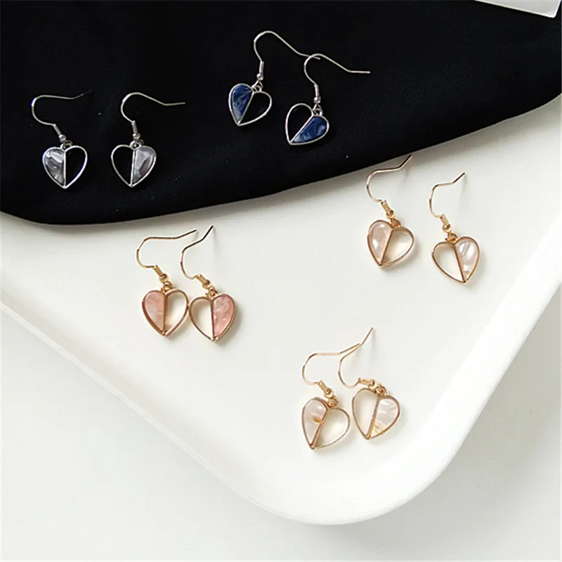 

Fashion earrings geometry love heart Contrast color earrings personality Delicate earrings jewelry wholesale women's statement