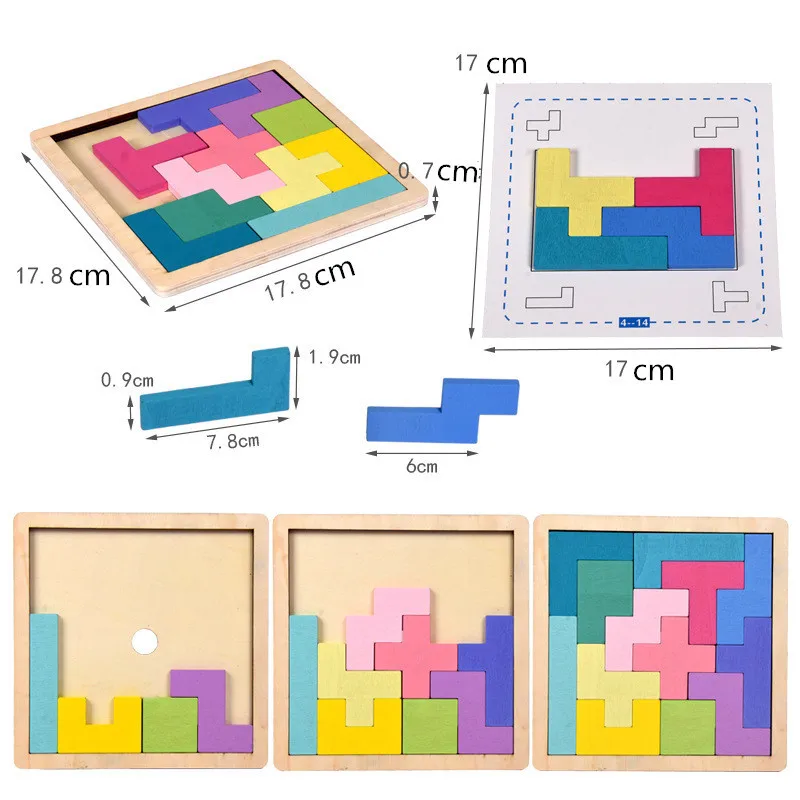 Красочные деревянные Tangram головоломки игрушки дошкольного интеллектуальная развивающая детская игрушка