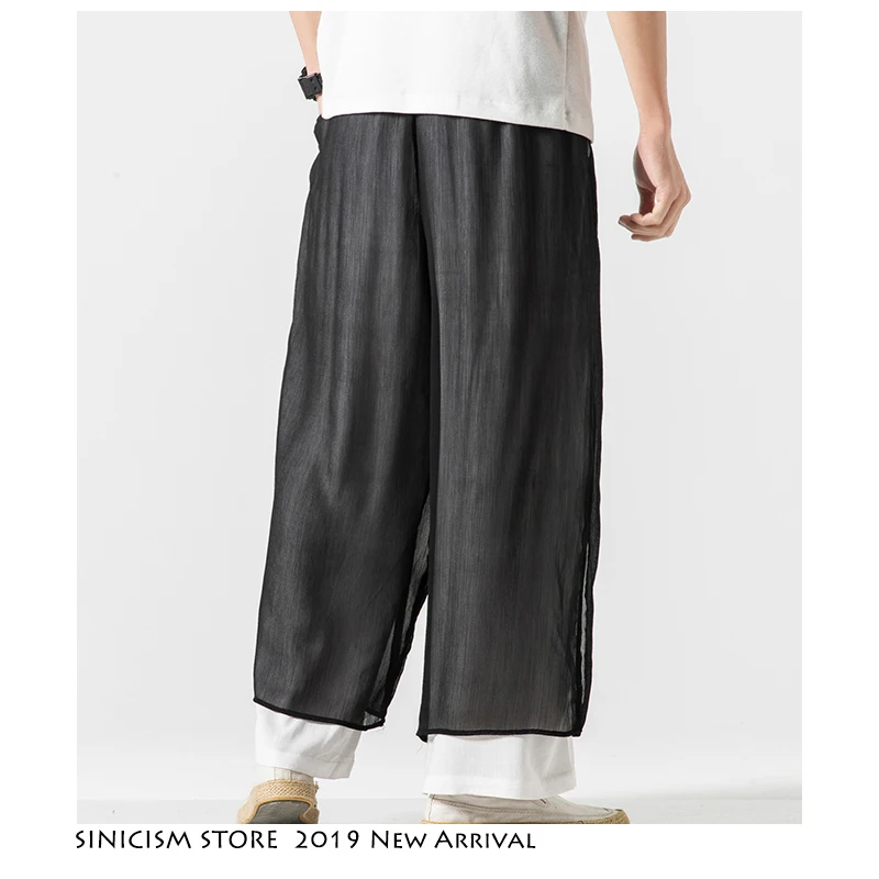 Sinicism Store 2020 мужские брюки с широкими штанинами стрейчевая одежда из хлопка и льна