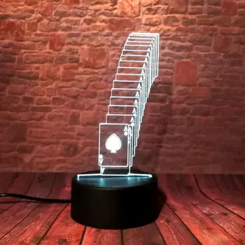 

Luminous Poker Model Decoration 3D Illusion Led Lamp 7 Colors Changing Nightlight Flashing Toys