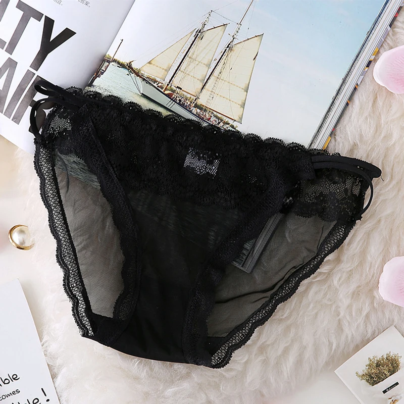 SP&CITY Sweet Girl Cute Underwear Women Fashion Lace Panties Sex Thong Sexy Transparent Hollow Out Panties Solid Ladies Lingerie