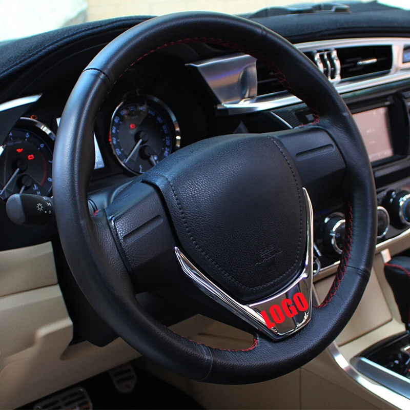 

For Toyota Corolla 2014 2015 2016 ABS Chrome Car Steering wheel Button frame Trim Car Styling Accessories 1PCS
