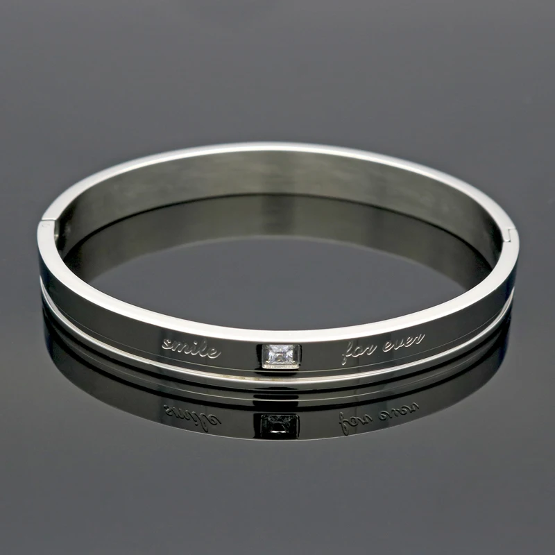 Couple Gold Color Designer Stainless Steel Bangles Crystal Cuff Buckle Love Opening Bracelet For Women Jewelry Pulseiras 4