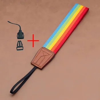 

1-50pcs Rainbow Stripe camera wide plate wrist strap hand strap For canon nikon DSLR SLR camera and Sony micro single cameras