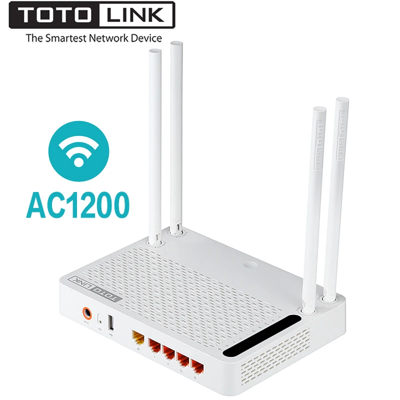 TOTOLINK A2004NS AC1200 Wireless Dual Band Gigabit WiFi Router with 4*5dBi Antennas, 1 WAN+4 LAN+ USB2.0 Mutil-Functional Ports