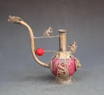 

Archaize agate copper dragon pipe collection process gifts