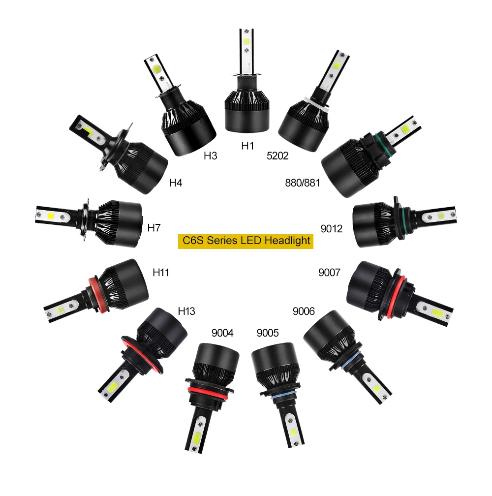 C6S 72W фары для 8000LM H1 H3 H4 H7 H8 H9 H11 H13 HB3 HB4 9004 9005 9006 9007 880 Автомобильный светодиодный фары лампа Высокая Низкая 12V 24V белый 6000K