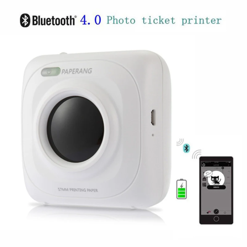 

1000mA Mini Portable Wireless Connection Bluetooth Printer POS Thermal Picture Photo Ticker Printers for Android / IOS Phone Hot